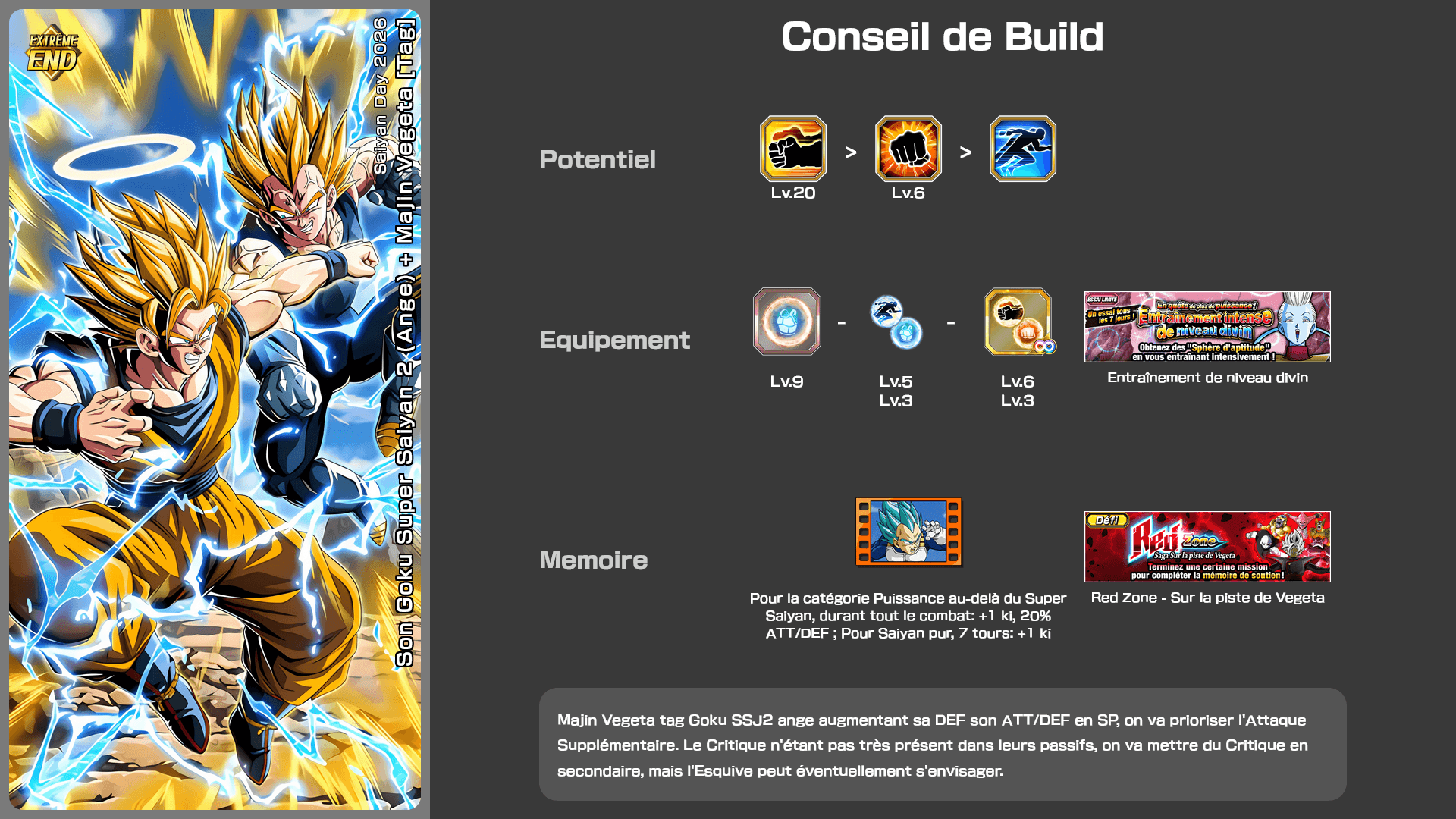 Fiche n°2Son Goku Super Saiyan 2 (Ange) + Majin Vegeta [Tag] : Affrontement fatidique