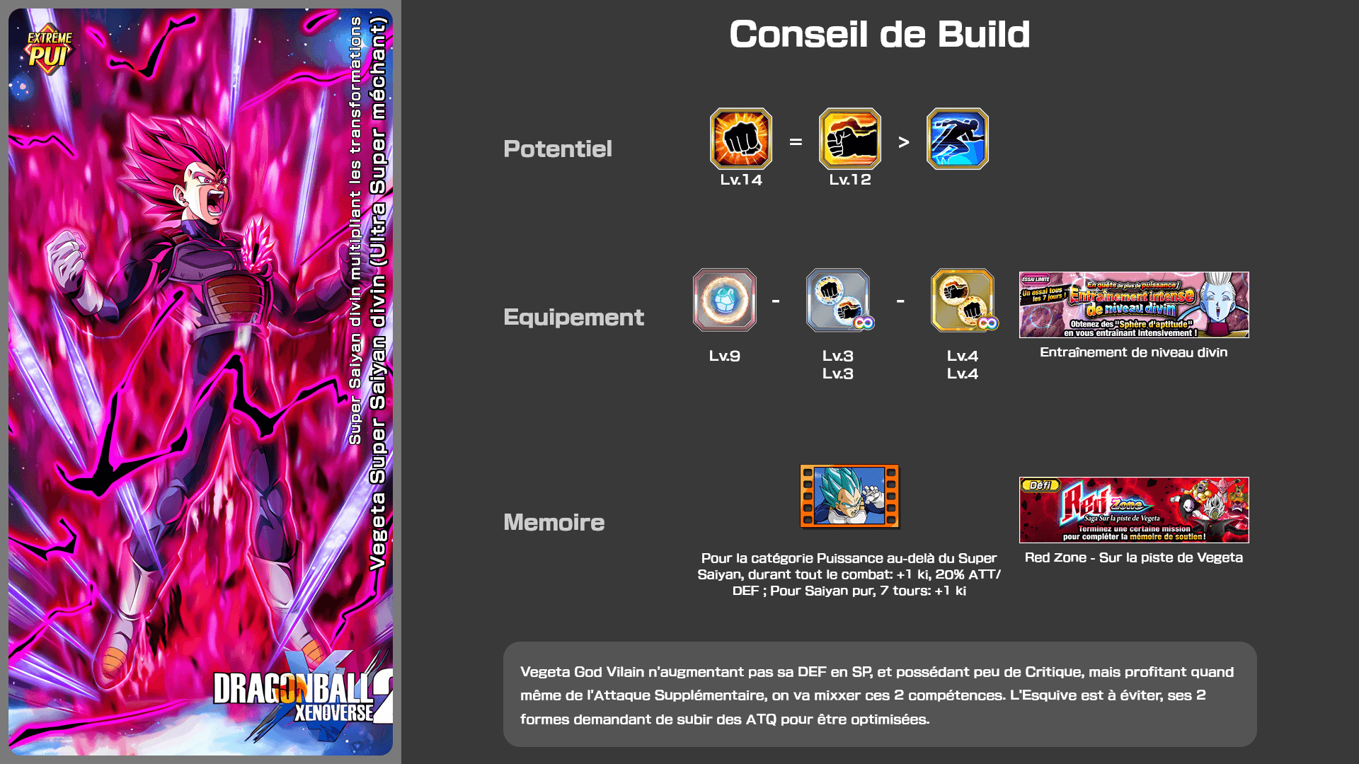 Fiche n°2Vegeta Super Saiyan divin (Ultra Super méchant) : Super Saiyan divin multipliant les transformations
