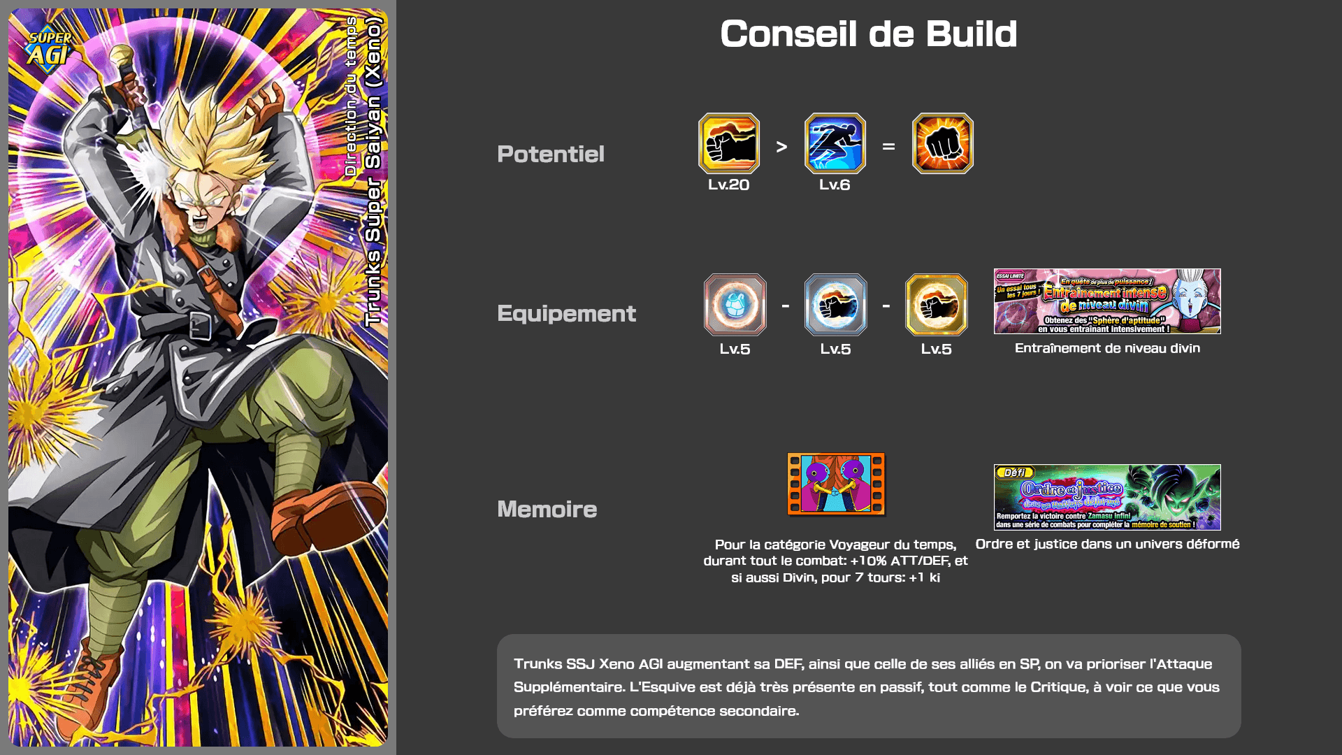 Fiche n°2Trunks Super Saiyan (Xeno) : Direction du temps