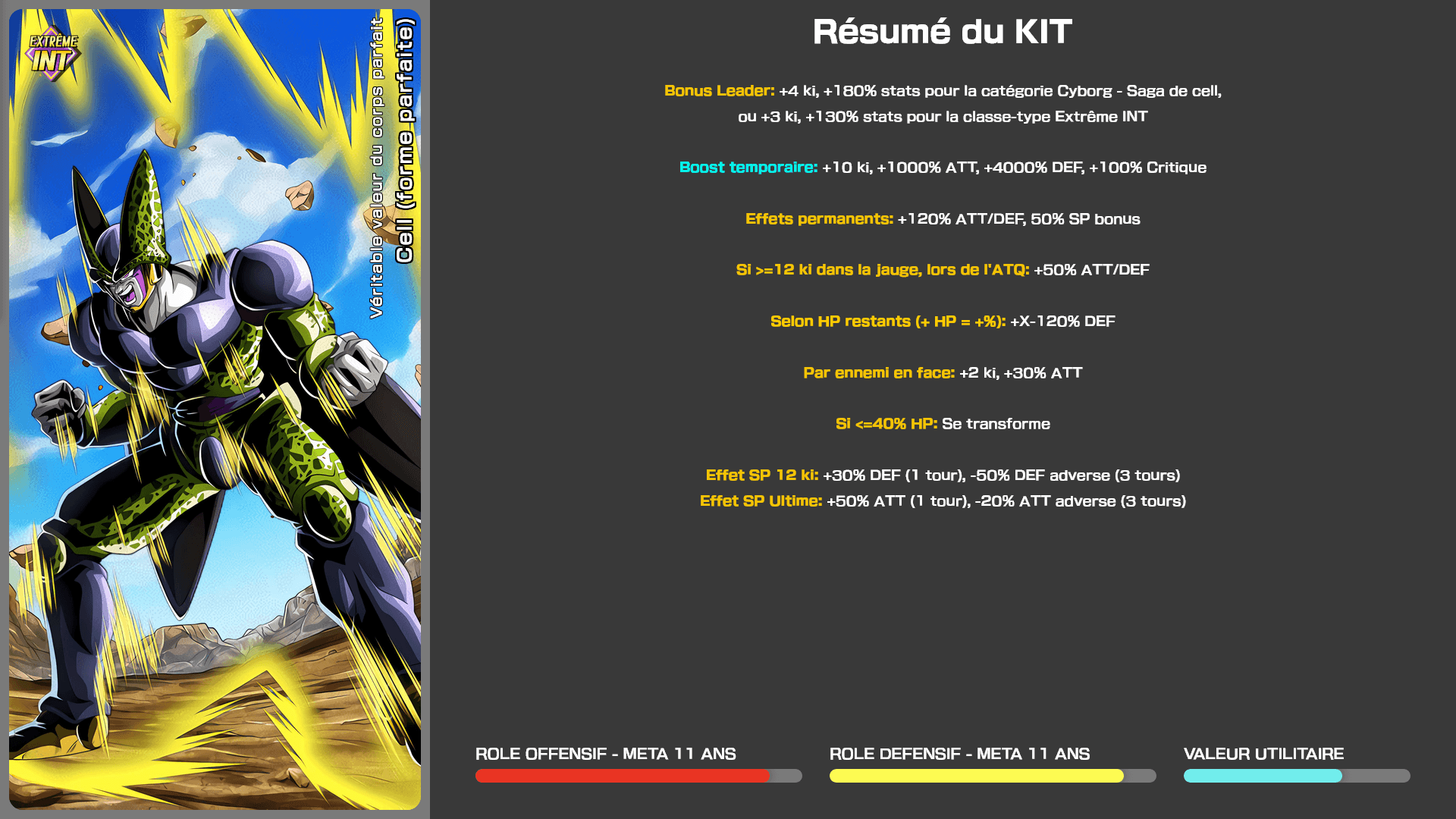 Fiche n°1[BOOST TEMPORAIRE] Cell (forme parfaite) : Véritable valeur du corps parfait