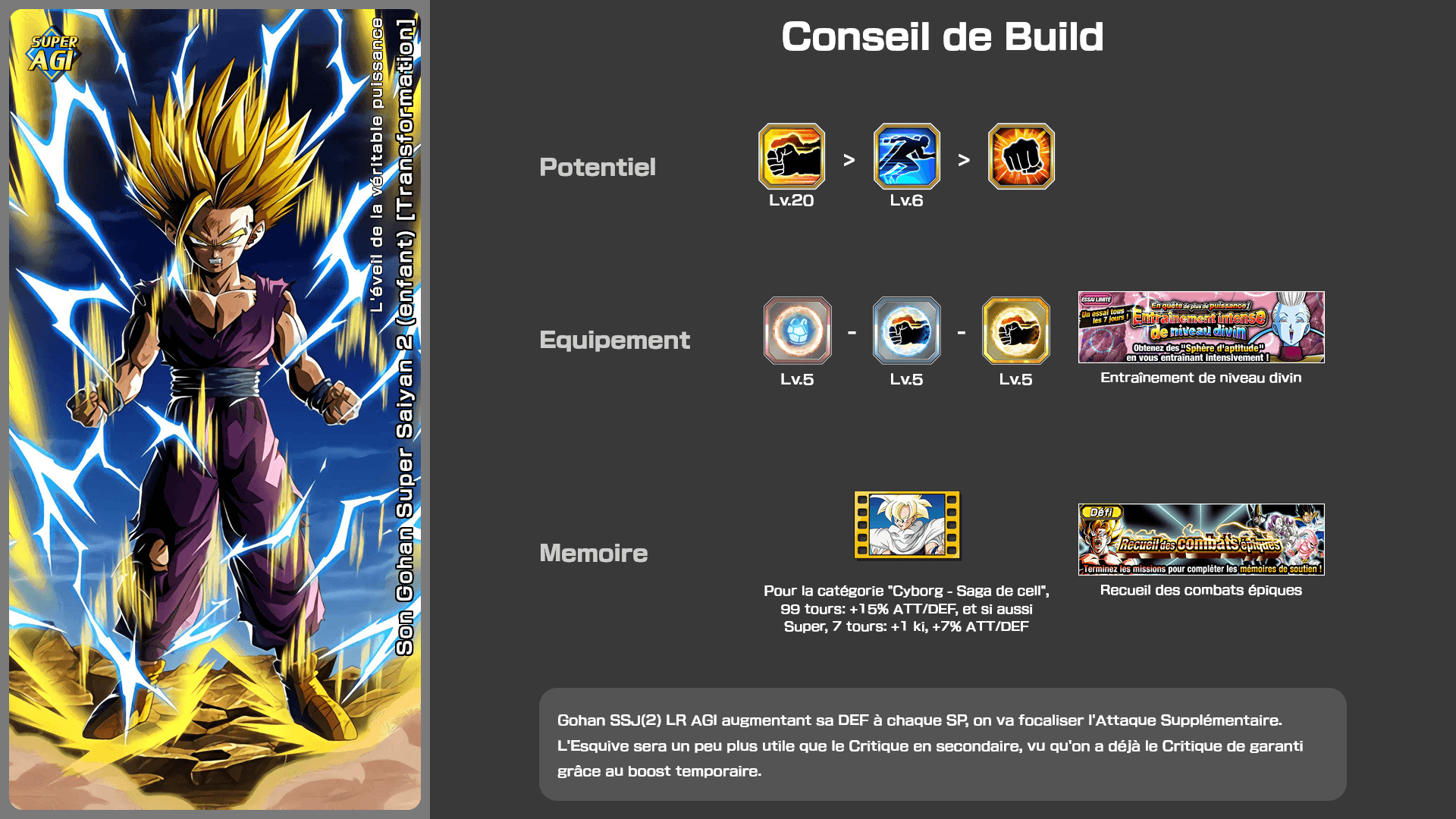 Fiche n°2[BOOST TEMPORAIRE] Son Gohan Super Saiyan 2 (enfant) [Transformation] : L'éveil de la véritable puissance