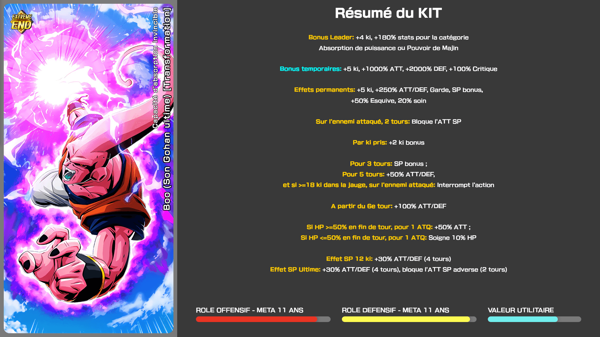 Fiche n°1[BOOST TEMPORAIRE] Boo (Son Gohan ultime) [Transformation] : Capacité d'absorption invincible